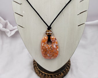 Cast Glass Oblong Pendant in Tans, Oranges, Browns