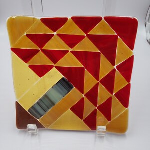 Quilt Pattern Fused Glass Plate - Tree of Life