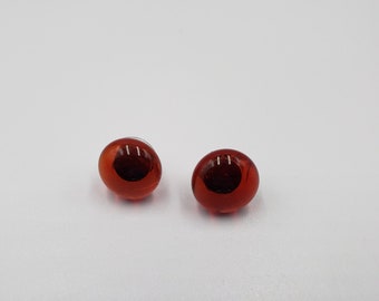 Glass Pebble Post Earrings - Red Orange