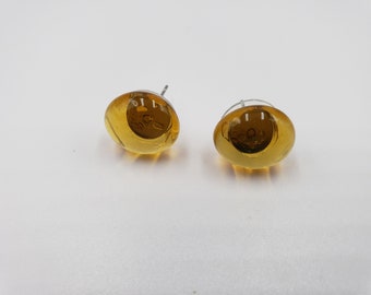 Glass Pebble Post Earrings - Amber