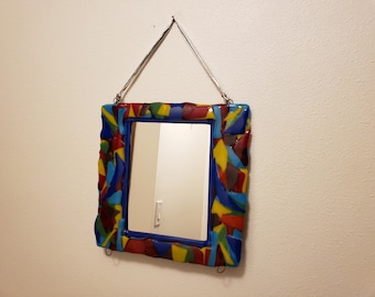 Wall Mirror Fused Glass Mosaic