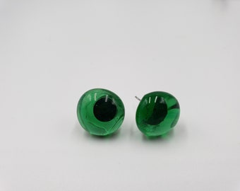 Glass Pebble Post Earrings - Green