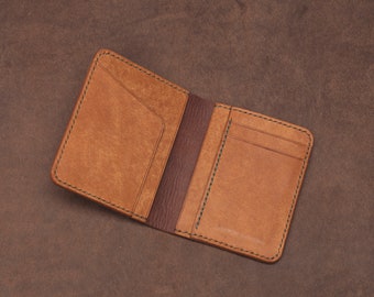 Pueblo Wallet - Cognac & Tabacco Color - Hand Stitched - Made In Scotland