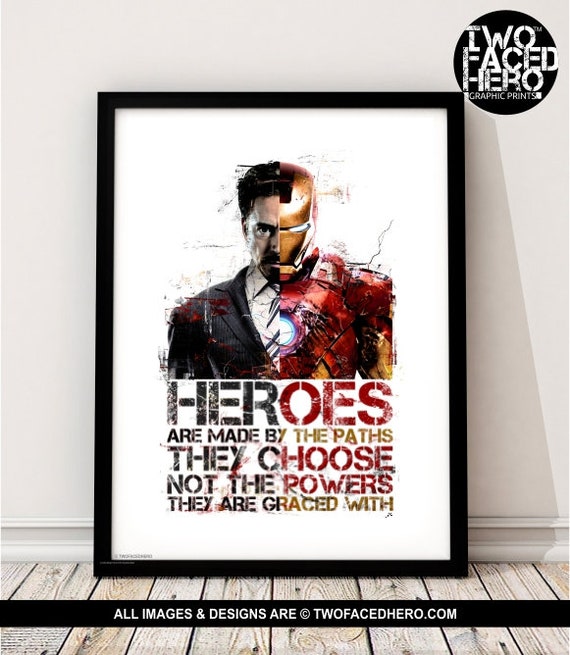 Iron Man Art Print Superhero Inspired Citation Avengers Etsy France