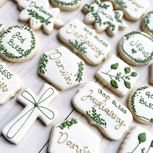 Baptism cookies / christening cookies/ cross cookies / baptism cookie favors 12 cookies