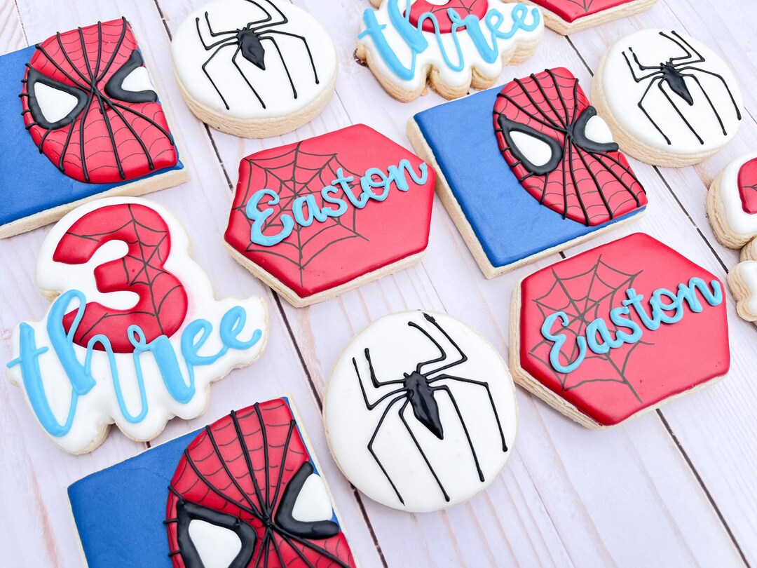 Spiderman Inspired Cookies 24 Cookies Etsy