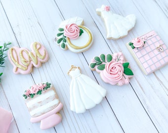 Wedding cookies / bridal shower cookies / save the date cookies/ bridal cookies / wedding favors/ bridal shower favors /24 cookies