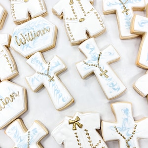 Baptism cookies / christening cookies/ cross cookies / baptism cookie favors/ charro cookies / mariachi 12 cookies