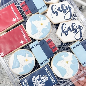 Travel theme, passport cookies / baby shower cookies/ travel baby shower / wedding cookies/ travel wedding / destination wedding cookies 12