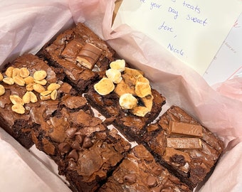 Letterbox brownie box/ fudgey gooey brownies/ gift care box