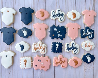 Gender reveal cookies / baby shower Baby shower cookies / baby boy cookies / baby girl cookies / baby shower favors 12 cookies
