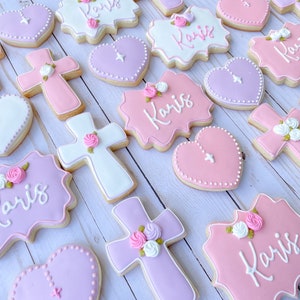Baptism cookies / christening cookies/ cross cookies / baptism cookie favors 12 cookies