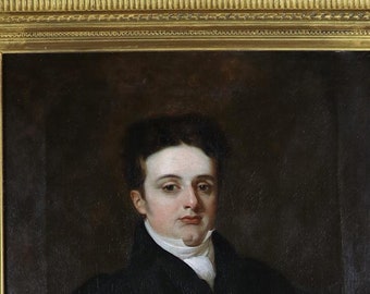 アンティーク フランス貴族男性の肖像画 18世紀 署名入り アンティーク