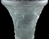 Old, big thick glass vase, art deco, teaming with high-relief molded moulded underwater sea creatures throughout, antique