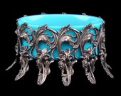 Antique french opaline glass and metal open salt cellar, trinket, pin or jewelry dish