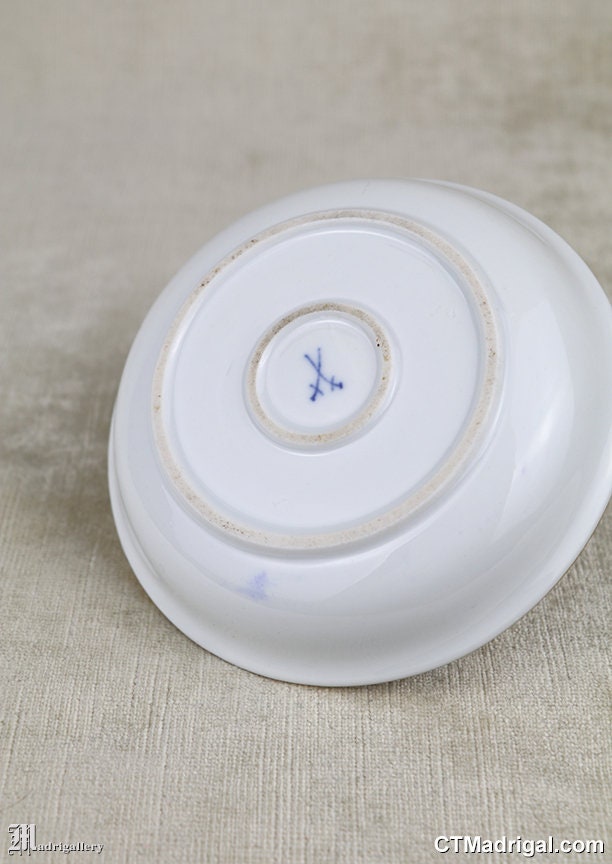 Old Porcelain Chamberstick, Hand Painted Candle Holder