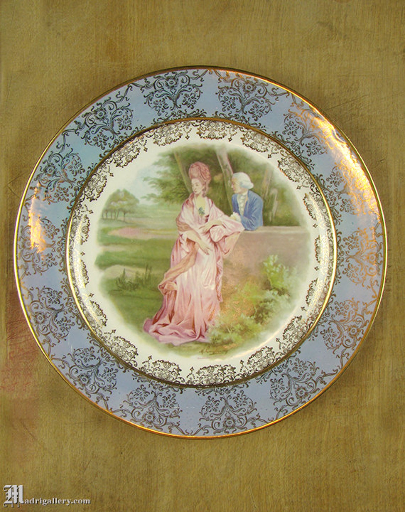 Old Porcelain Cabinet Plate With Romantic Antique French Rococo Lovers ...