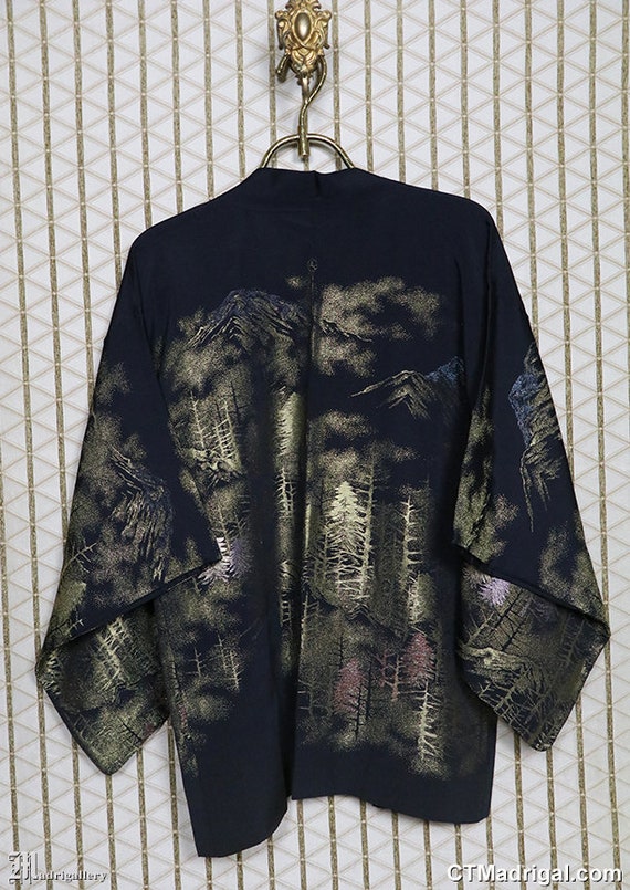 Metallic silk haori, vintage kimono jacket robe c… - image 6