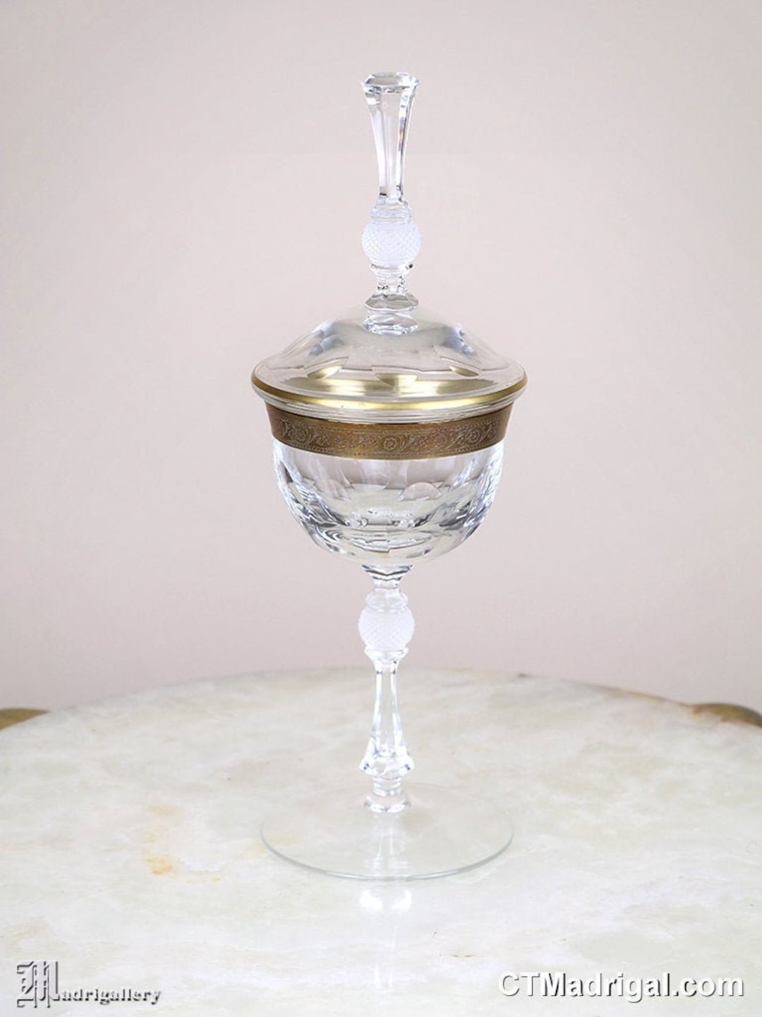 Antique Glass Compote Jar Dish, Brilliant Cut Apothecary Victorian Box