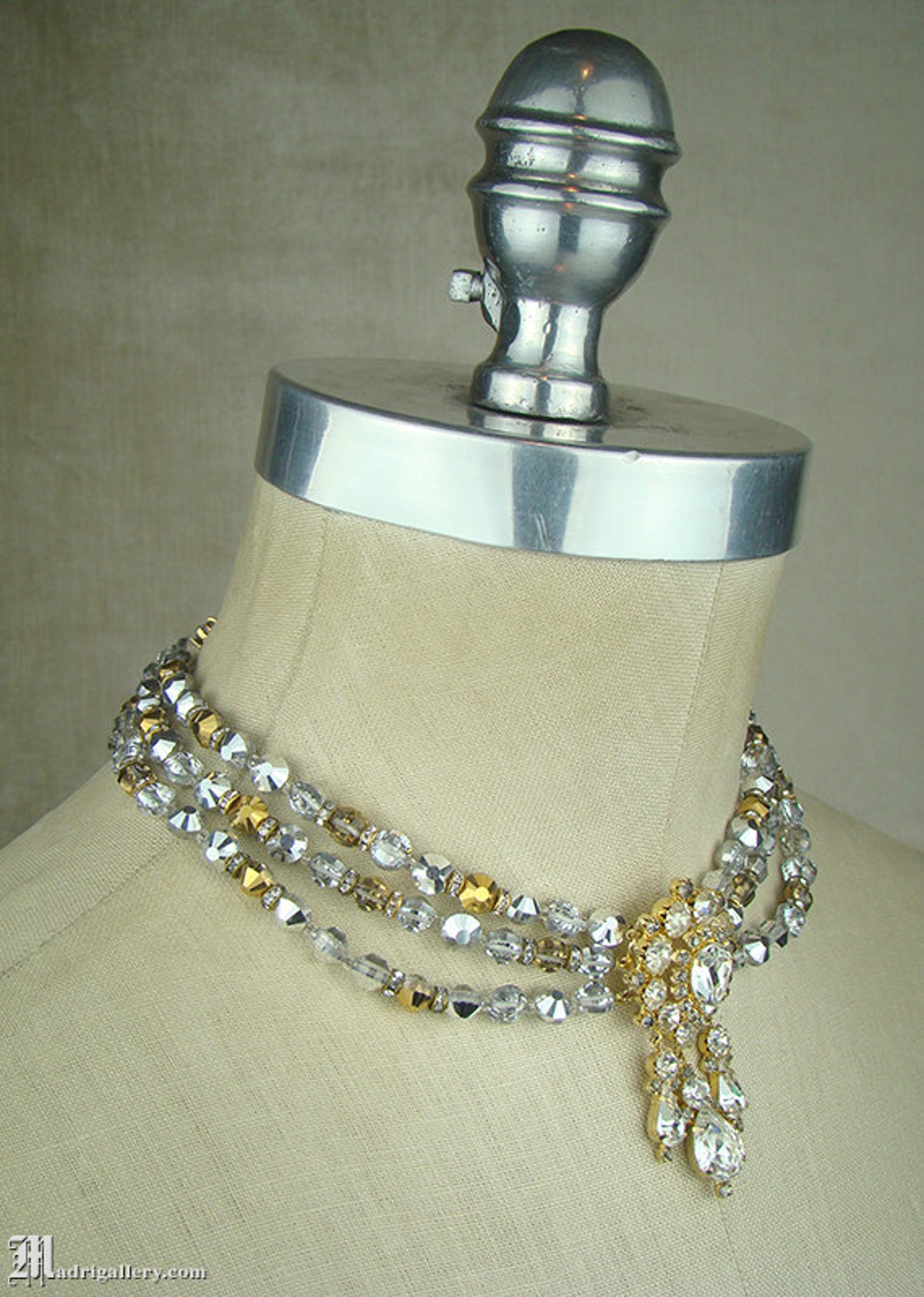 Vintage Signed Castlecliff Necklace Faceted Gray & Clear Etsy