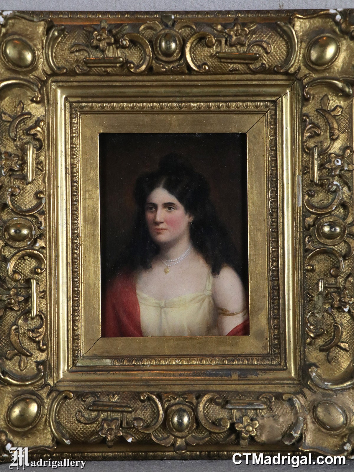 フォトフレーム Antique Painting Portrait Antique Portrait Painting Oil 19th Century Beautiful Young Woman