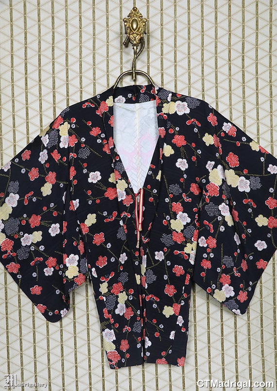 Vintage silk haori kimono jacket robe coat, long … - image 1