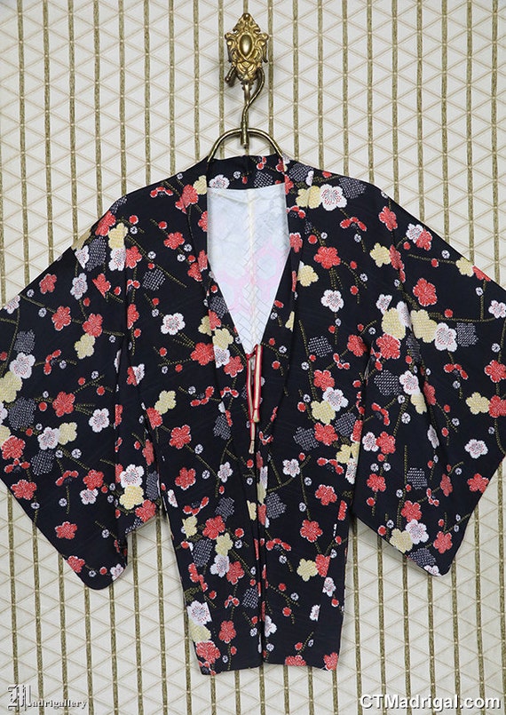 Vintage silk haori kimono jacket robe coat, long slee… Gem