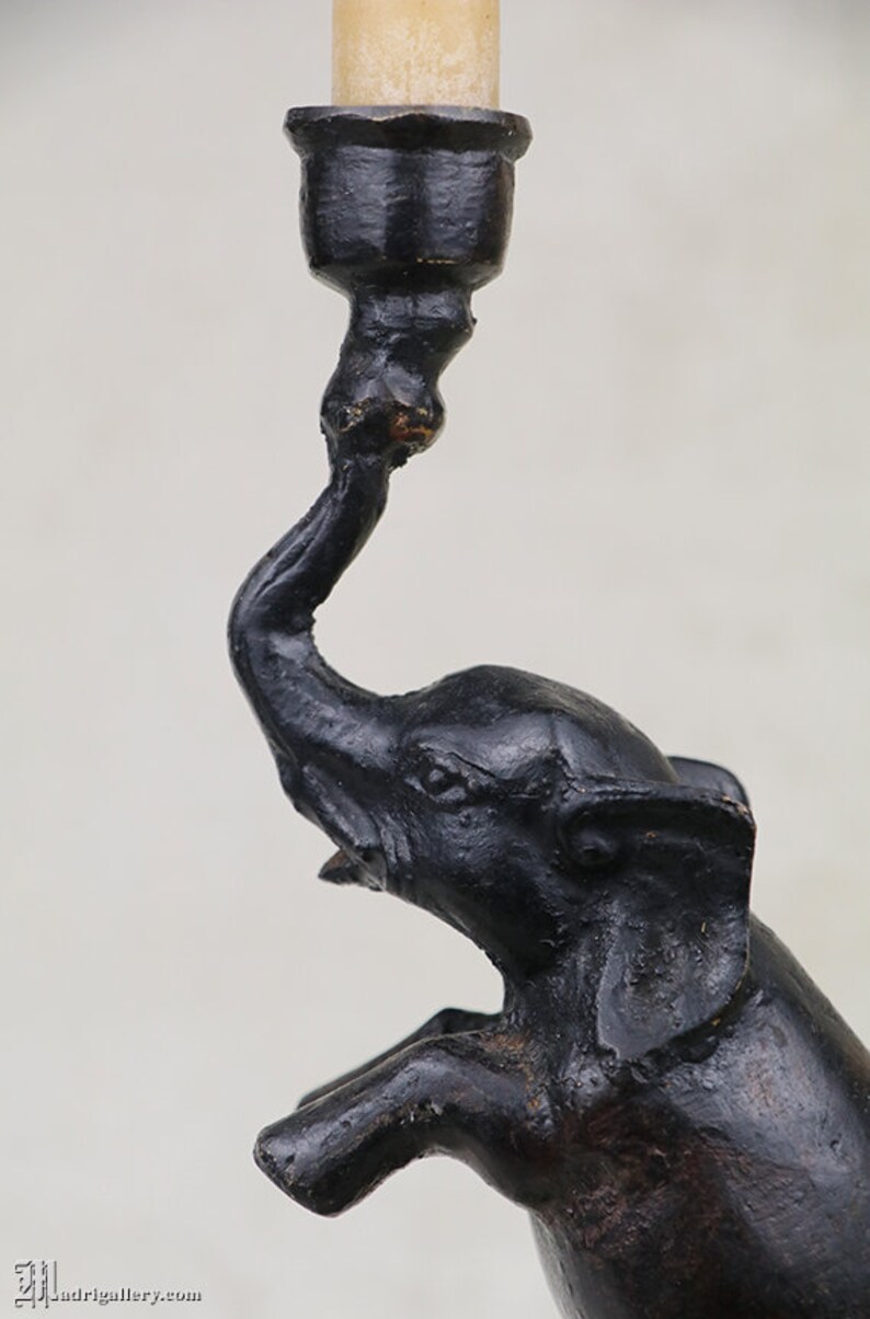 Elephant Candlestick Figural Animal Candle Stick Holder Tall Etsy