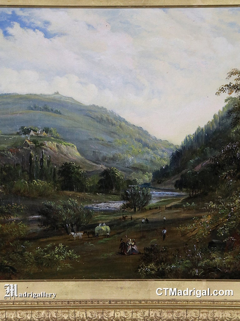Antique Landscape Oil Painting on Canvas, 1800s Moors Moorland Moorish ...