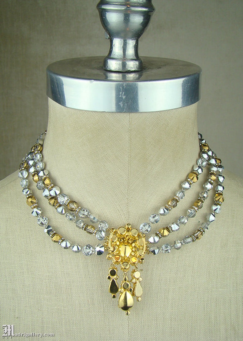 Vintage Signed Castlecliff Necklace Faceted Gray & Clear Etsy