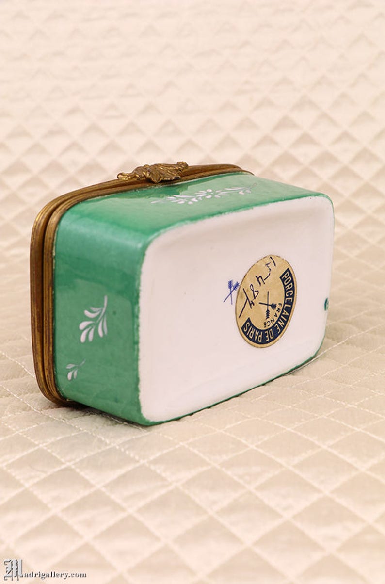 Antique Porcelain Box Hand Painted Enameled Bird Porcelaine Etsy