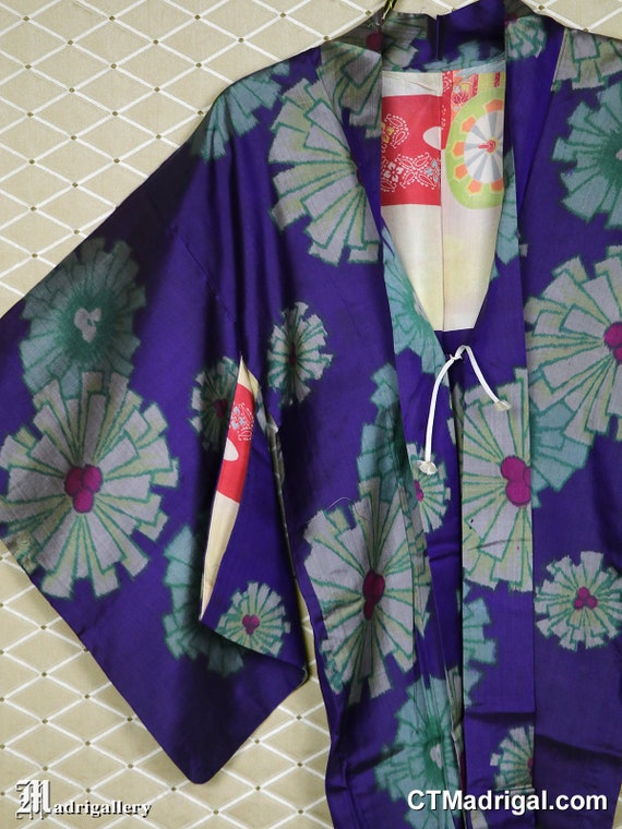 Antique silk haori, vintage kimono jacket robe co… - image 2