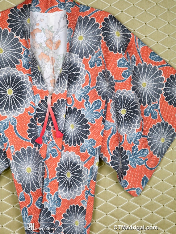 Vintage silk haori kimono jacket robe coat Japane… - image 2