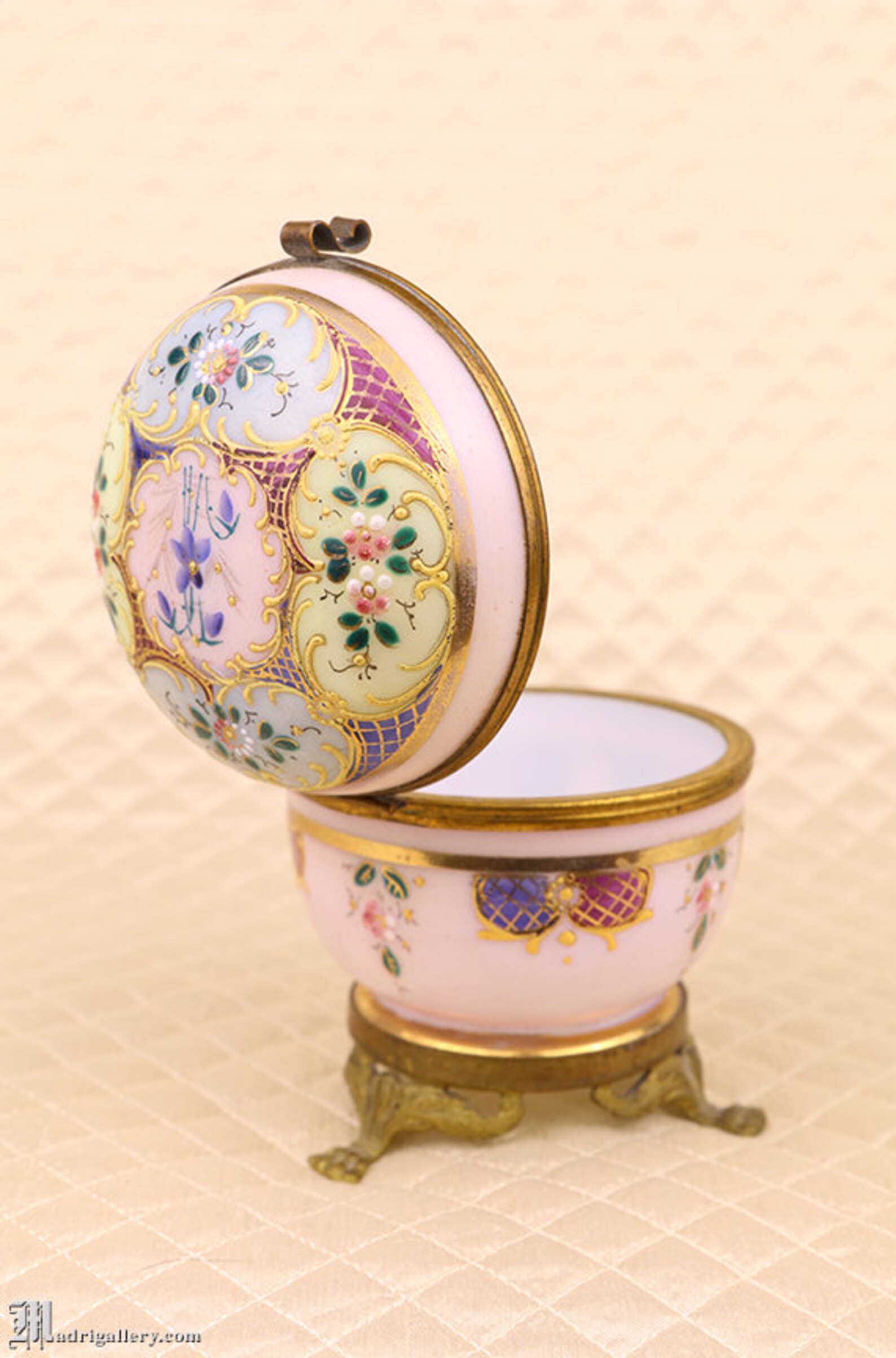 Antique Dresser Vanity Jar Hand Painted Glass Jewelry Trinket Etsy