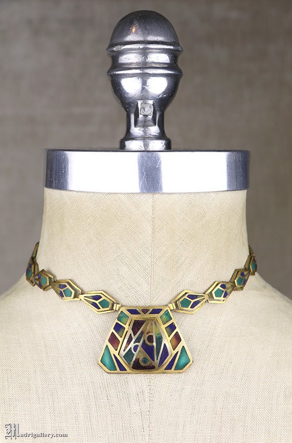 Antique necklace 1910 1920 art deco nouveau cloiso