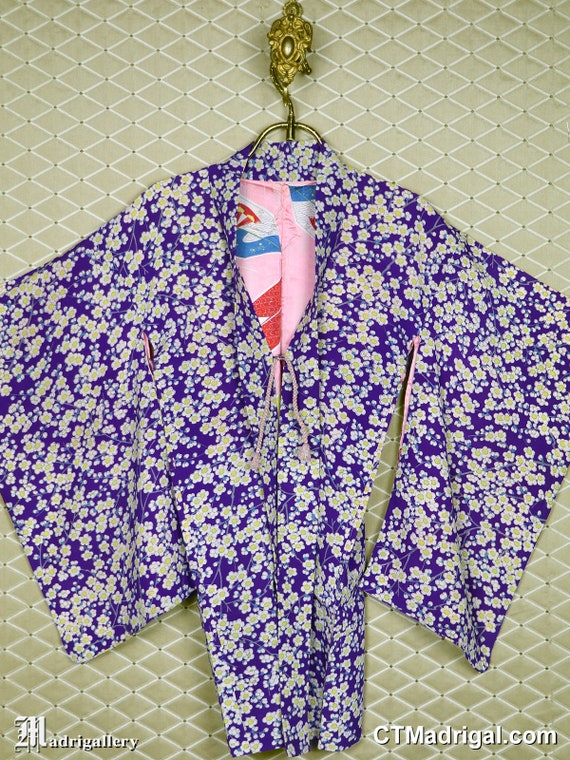 Antique silk haori, vintage kimono jacket robe co… - image 1