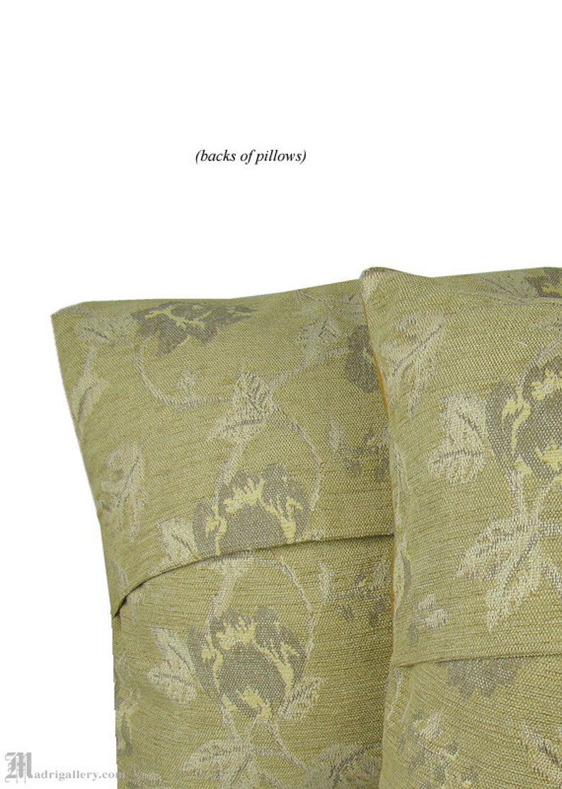 Pair french country pillows, antique bird embroidery, crewel embroidered linen, soft brush fringe, velvet, floral flowers, beige tan cream image 4