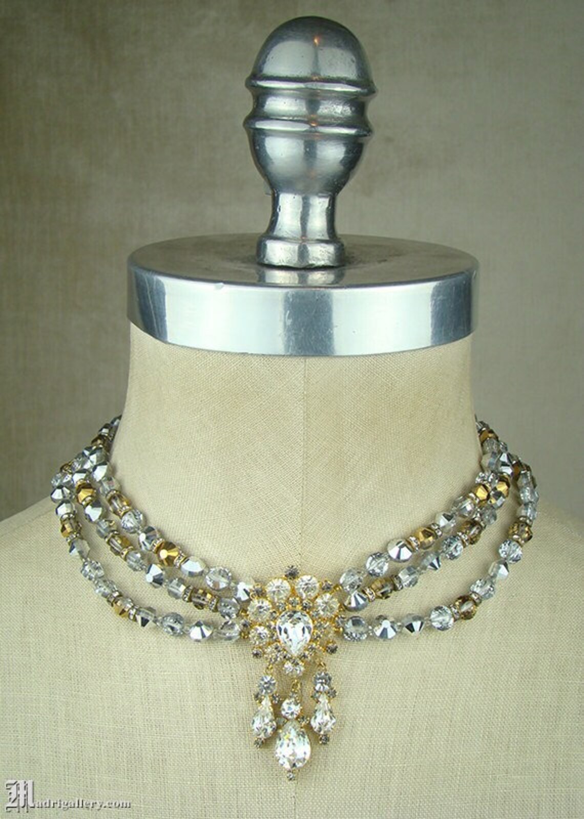 Vintage Signed Castlecliff Necklace Faceted Gray & Clear Etsy