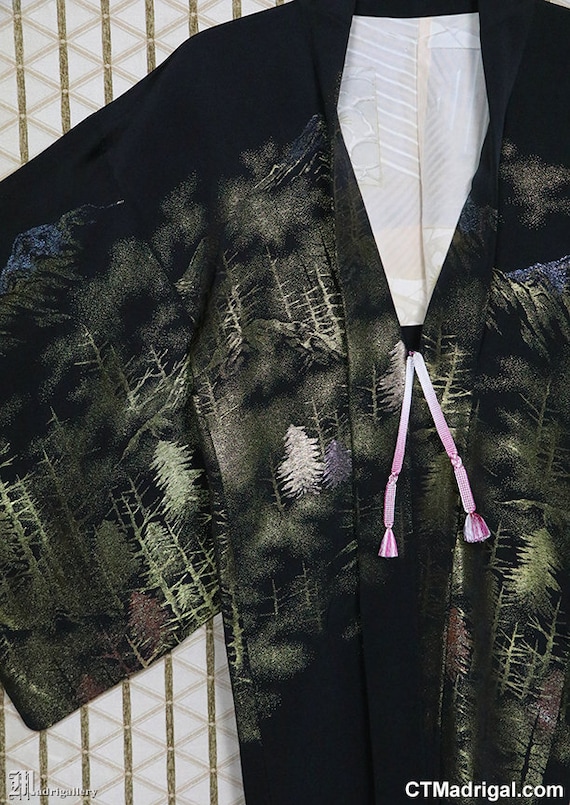 Metallic silk haori, vintage kimono jacket robe c… - image 2