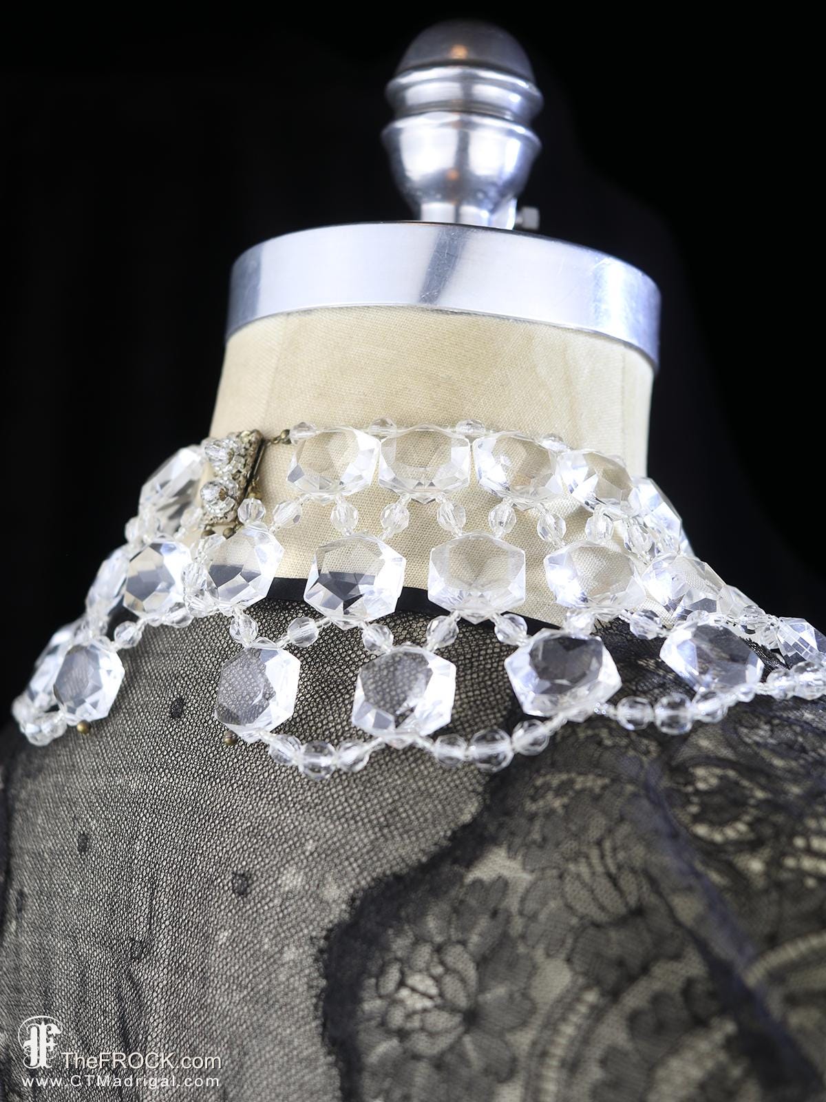 Miriam Haskell クリアガラス ネックレス　ラリエット Miriam Haskell Necklace Clear Lucite Bib Crystal Glass Effect
