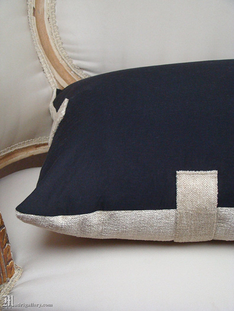 Pillow Pair, Vintage Needlepoint Maltese Crosses Beige Chenille Pillows