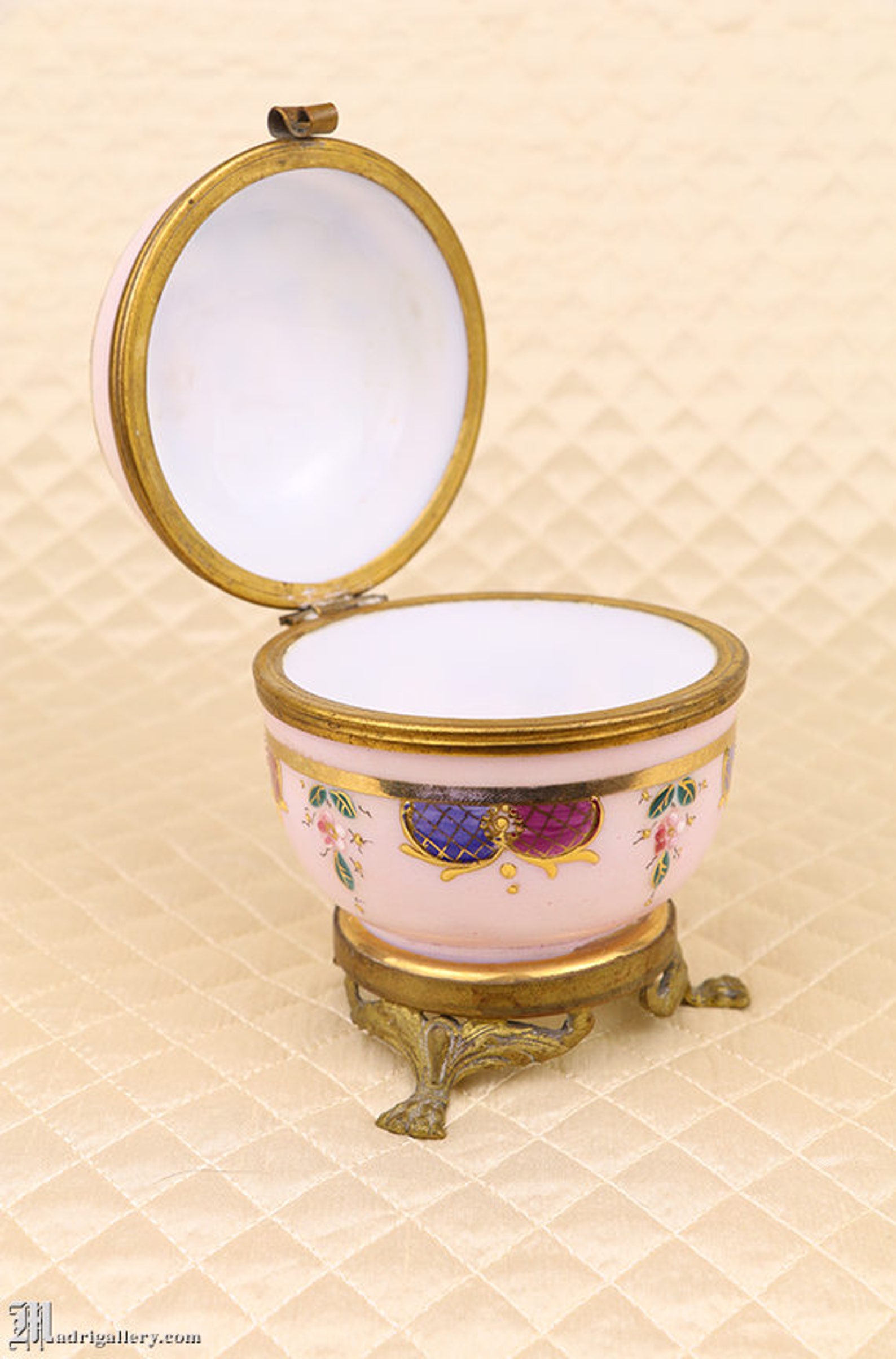 Antique Dresser Vanity Jar Hand Painted Glass Jewelry Trinket Etsy