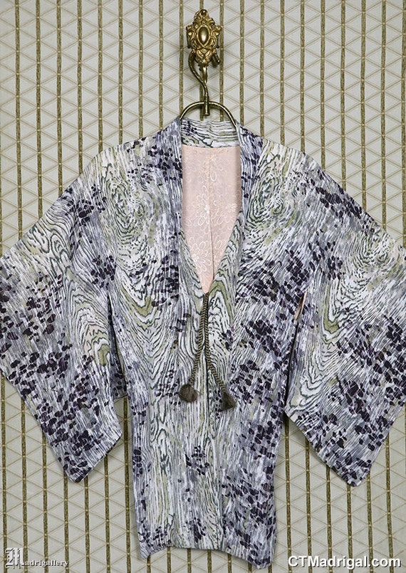 Old Silk Haori, Vintage Kimono Jacket Robe Coat, Long Old Silk Haori, Vintage Kimono Jacket Robe Coat, Long
