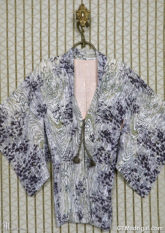 Old silk haori, vintage kimono jacket robe coat, … - image 1