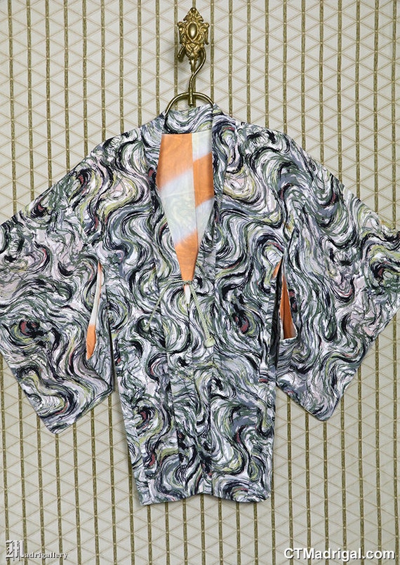 Old silk haori, vintage kimono jacket robe coat, Japa… - Gem