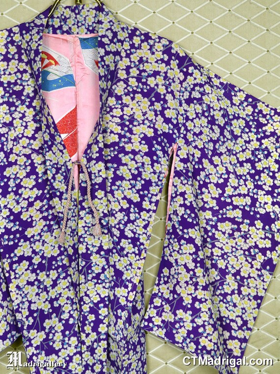 Antique silk haori, vintage kimono jacket robe co… - image 2