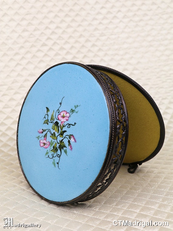 Antique dresser vanity trinket box jar, Art Nouve… - image 6