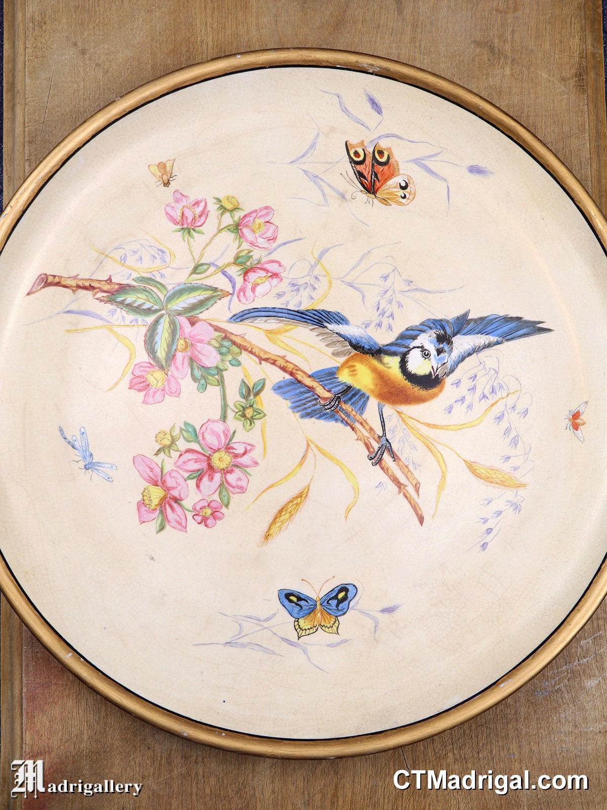 Antique Hand Painted Bird Plate Charger Platter Butterfly - Etsy