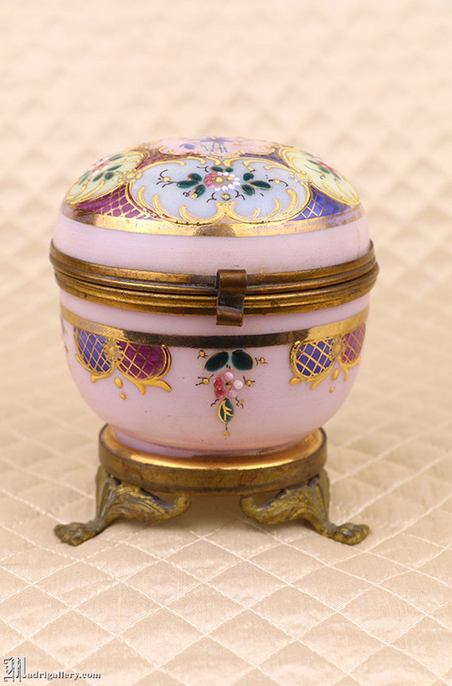 Antique Dresser Vanity Jar Hand Painted Glass Jewelry Trinket Etsy