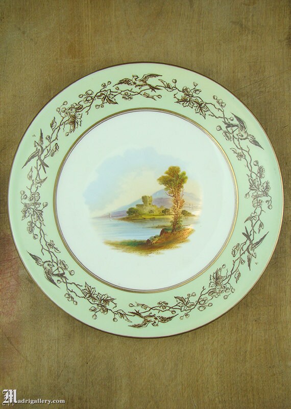 Antikes Paar Porzellan Schrankteller feine handbemalte | Etsy